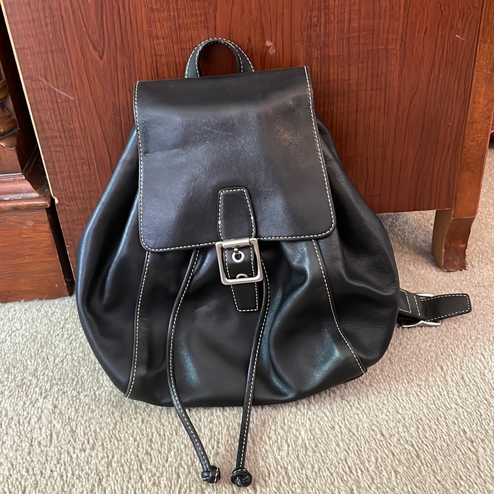 Vintage black coach small leather backpack